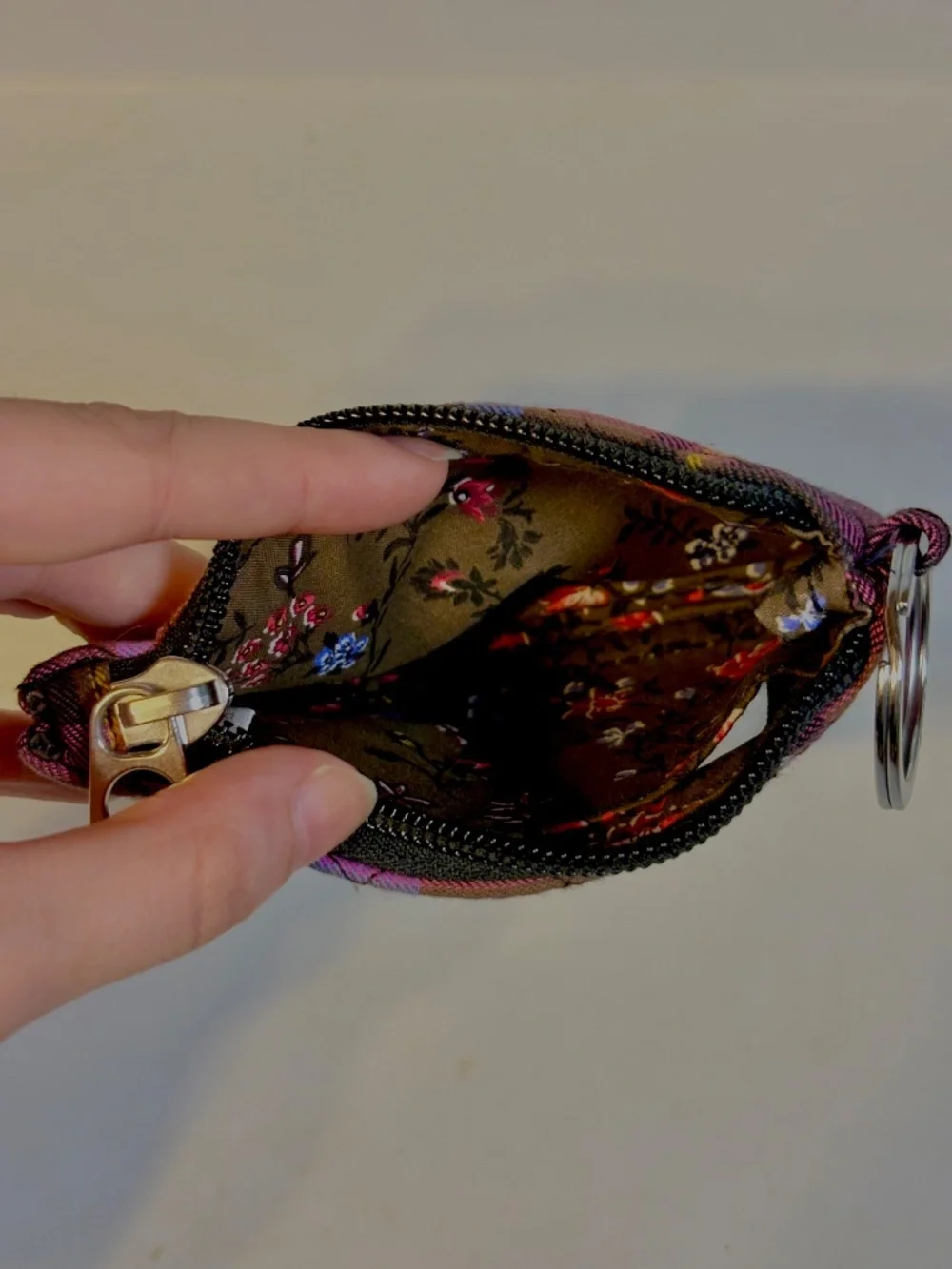 Vera Bradley Womens Zip ID Card Holder Coin Pouch Case Cozy Plaid Bloomcore Cute